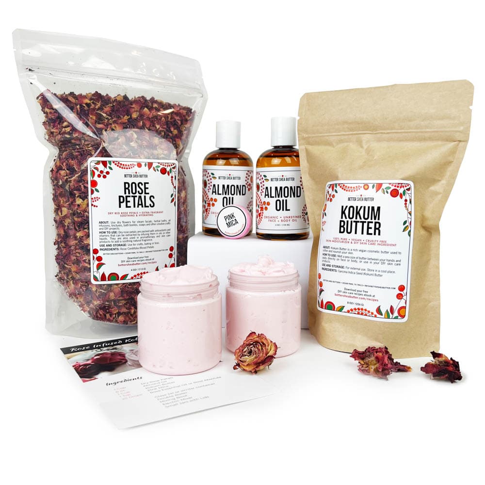 Kokum Body Butter Infused with Roses DIY Kit  Diy body butter, Homemade  body butter, Diy body scrub recipes