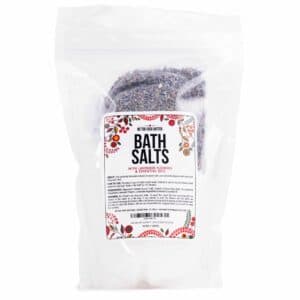 mineral bath salts with lavender flowers